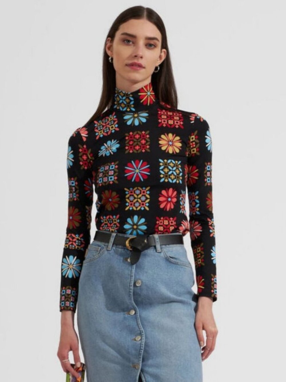 La DoubleJ Skinny Jersey Turtleneck Vetrata Size Large